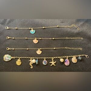 Coastal Charm Gold Shell & Ocean Friendship Bracelet Set– Beach-Inspired Jewelry